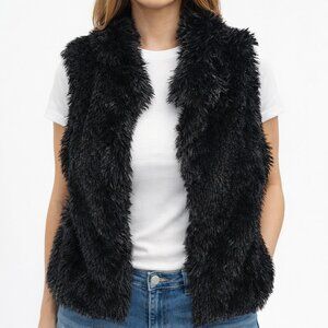 Apt. 9 Black Shaggy Faux Fur Vest Gilet L/XL